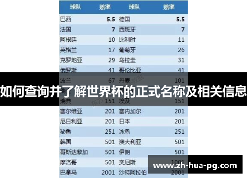 如何查询并了解世界杯的正式名称及相关信息
